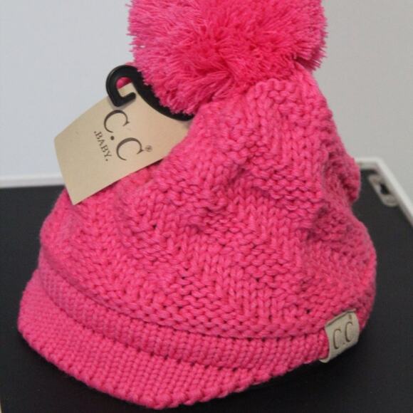 NEW CC BABY BRIM BEANIE HAT WITH POM IN VARIOUS COLORS - Picture 6 of 6